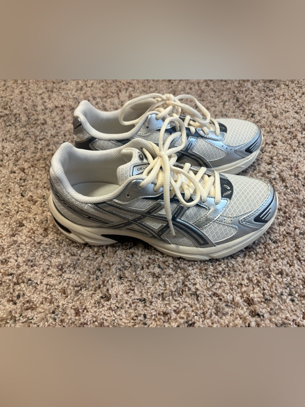 ASICS Cream and Silver Women's Athletic Sneakers - Picture 7 of 8